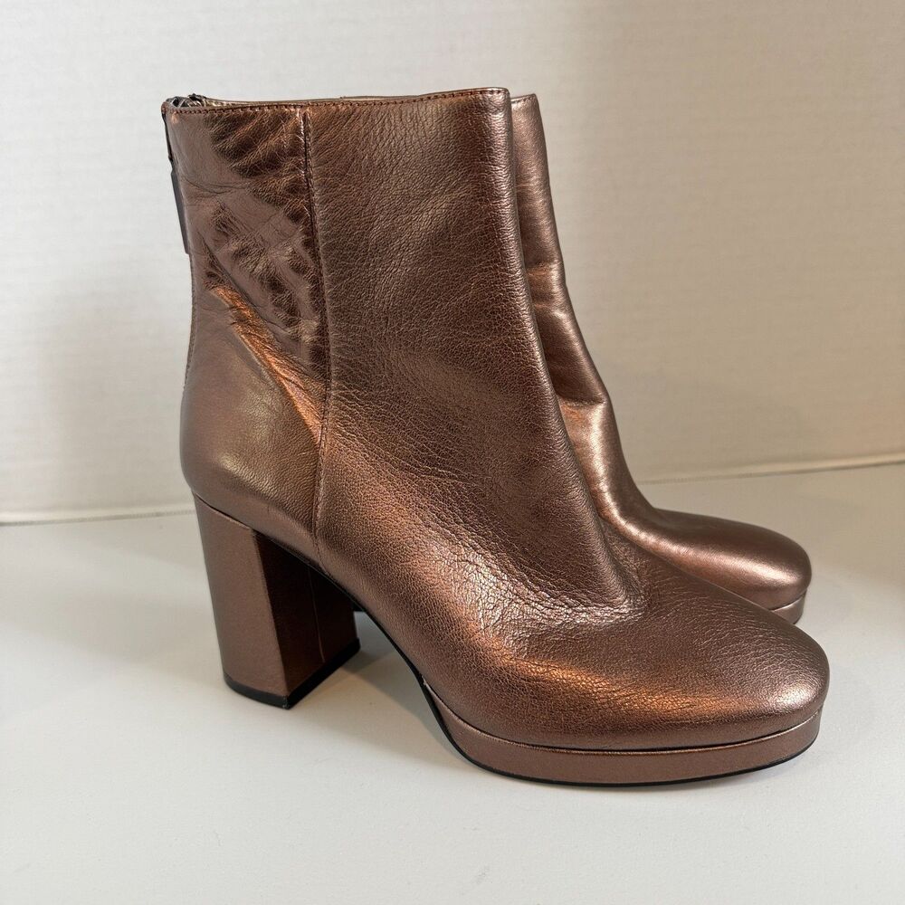Sanctuary Women's Bronze Ankle Boots Platform Block Heel Size 6